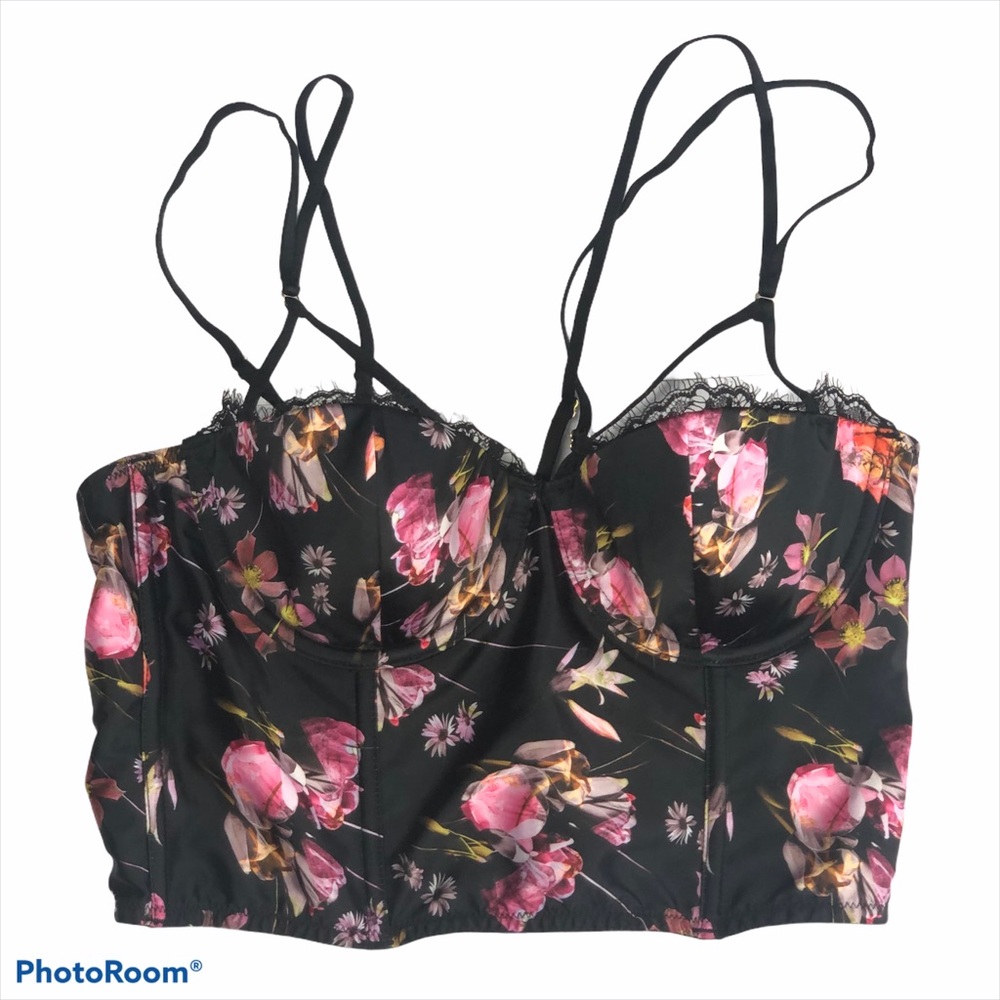 Victorias Secret Very Sexy Corset 34B Black Floral